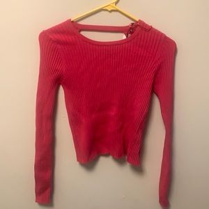 Zara Hot Pink Backless Cropped Knit Sweater